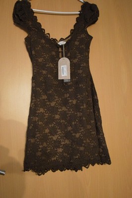 MESHKI TEMPERANCE Lace A-Line Mini Kleid Chocolate 38/M