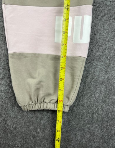 Puma Pants Womens Medium Beige Pink Joggers Logo Athletic Casual Sweatpants - Picture 7 of 10