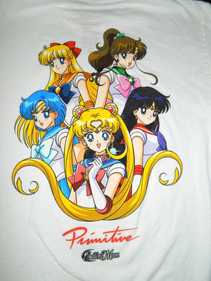 Primitive x SAILOR MOON Anime white long sleeve t shirt men's size SMALL