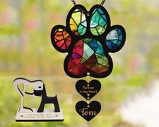 Rainbow Bridge Pet Paw Suncatcher Dog Loss Memorial Sympathy Gift