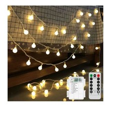 Battery Operated LED String Lights 2-Pack 26FT 60LED 8 Mode Waterproof W/ Remote