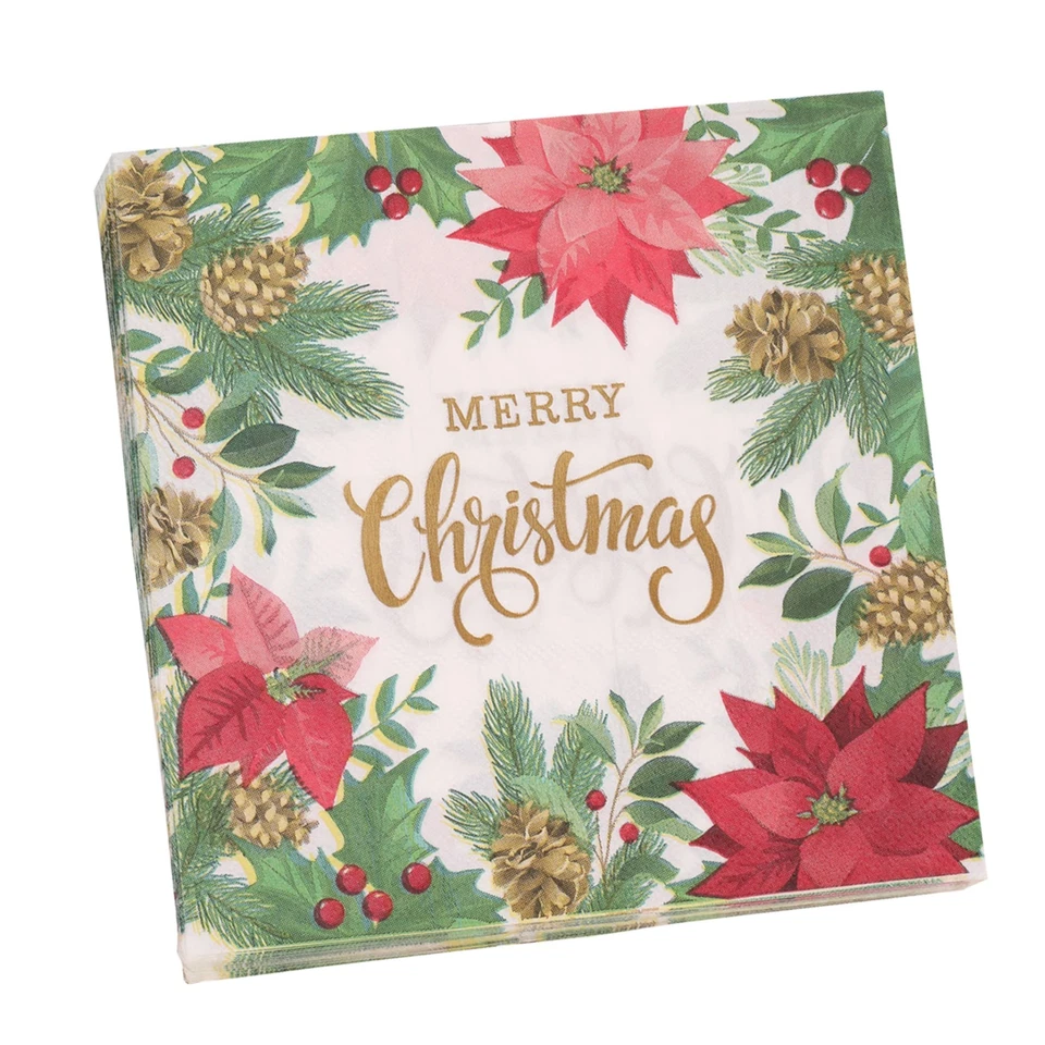 20-100x Christmas Serviettes Recyclable Napkins 2-Ply 33cm Party Tissue