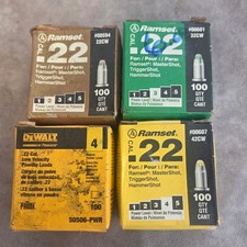 Ramset Cal 22 Blank Cartridges 100 Count 4 pack  Lot Power Loads open box return