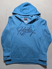 Harley Davidson Logo Blue Hoodie Mt Cheehah Alabama Eagle Women's Sz Large Soft