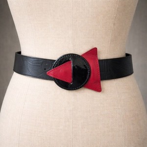 Vintage 80s That’s Me! Memphis Group Style Geometric Leather Belt size Medium Geometric 1980s Vintage Belts for sale | eBay main image 4