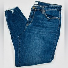 Ava  Viv High Waisted Blue Denim Jeans, Raw Hem Ankle, Woman  s Size 18W