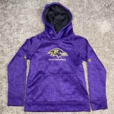 Under Armour Hoodie Unisex Kids XS Purple Ravens Performance Pullover Fleece