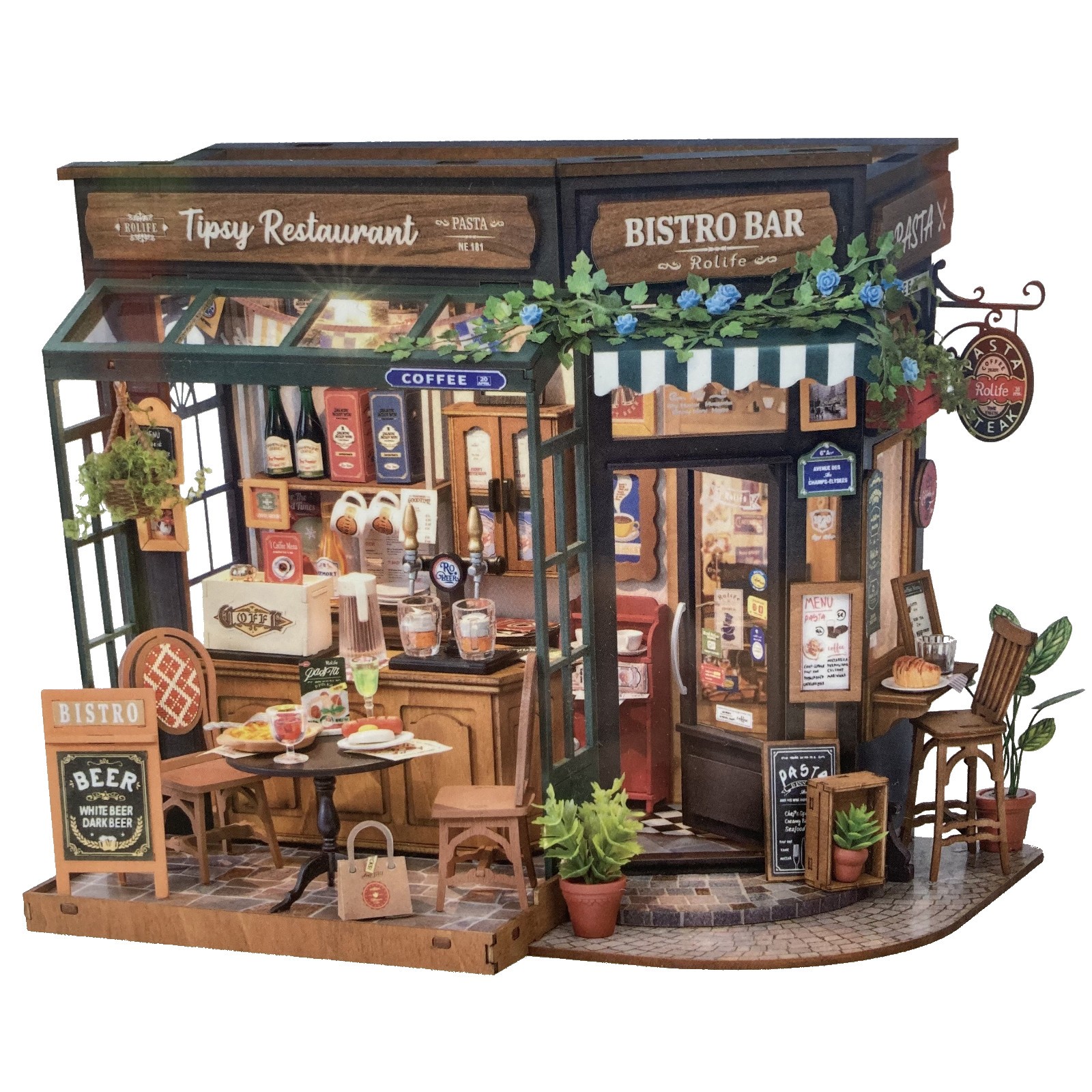 Rolife Tipsy Restaurant DIY Miniature House DG167 3D House Without Bear