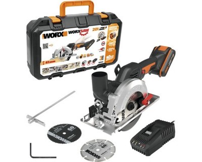 Akku-Handkreissäge Worx WX531 20V, inkl. Akku 2 Ah, Ladegerät, Zubehör und Koffe