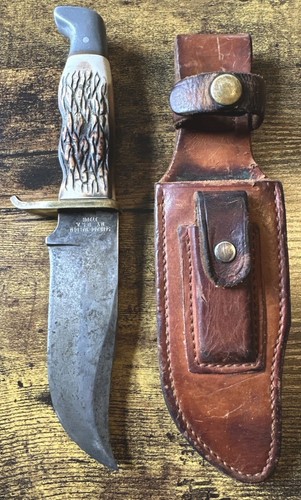 Vintage Pre 1973 USA Schrade Walden Uncle Henry 171UH Pro Hunter Knife W/Sheath