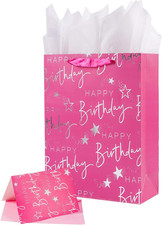 16.5" Extra Large Happy Birthday Gift Bag with Card and Tissue Papers, Huge Gift
