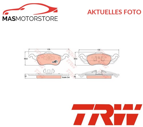 SATZ BREMSBELÄGE BREMSKLÖTZE VORNE TRW GDB1358 P NEU OE QUALITÄT