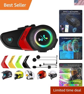 Motorcycle Helmet Speakers Super Long Battery Life Helmet Headset with Hi-Fi ...