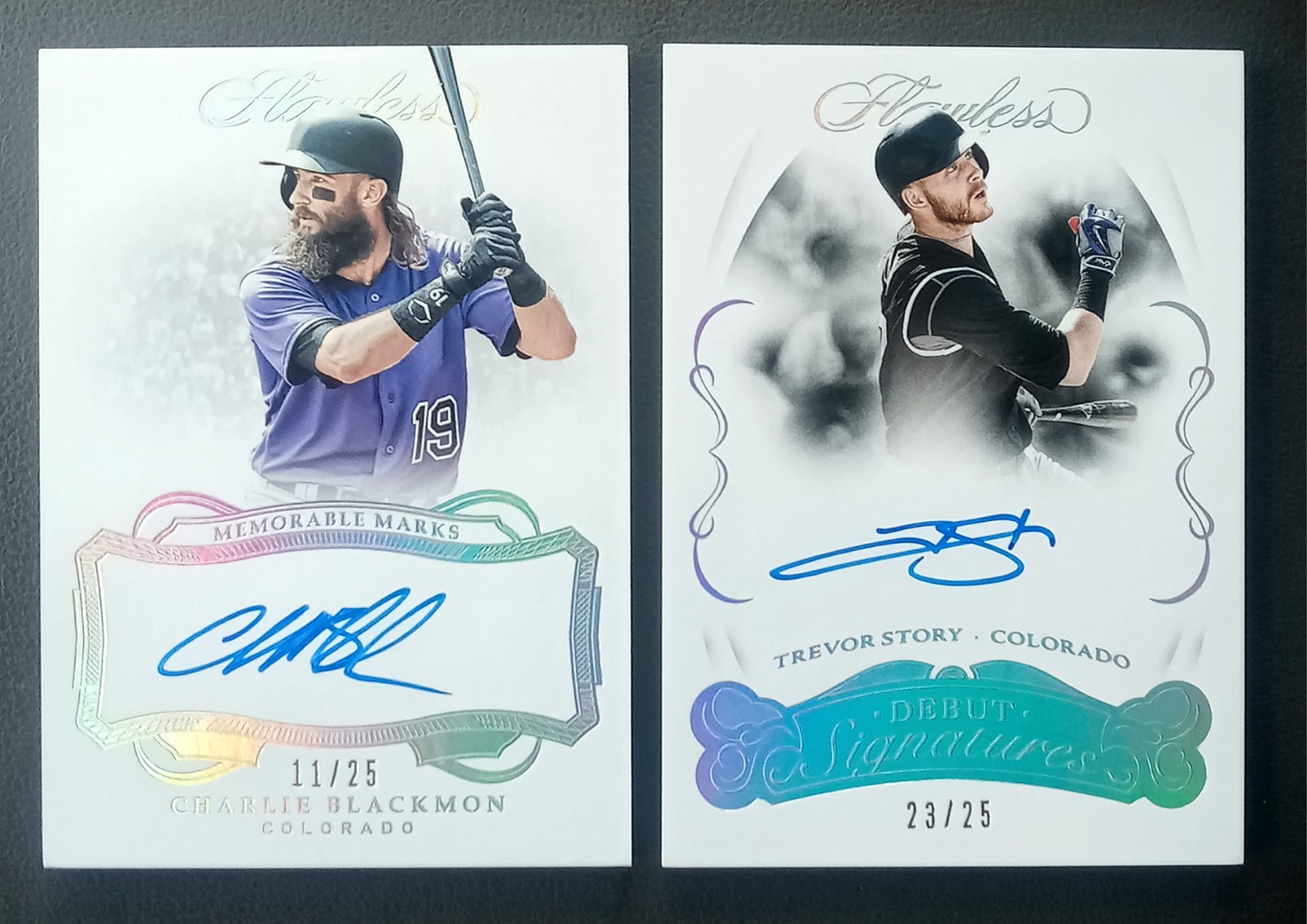 (2) 2018-19 Flawless Charlie Blackmon & Trevor Story autos. Rockies All-Stars!!! view 6