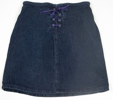 I.N. GIRLS CHILD SIZE MEDIUM 8 10 DENIM SKIRIT PURPLE LACE TIE IN GIRLS