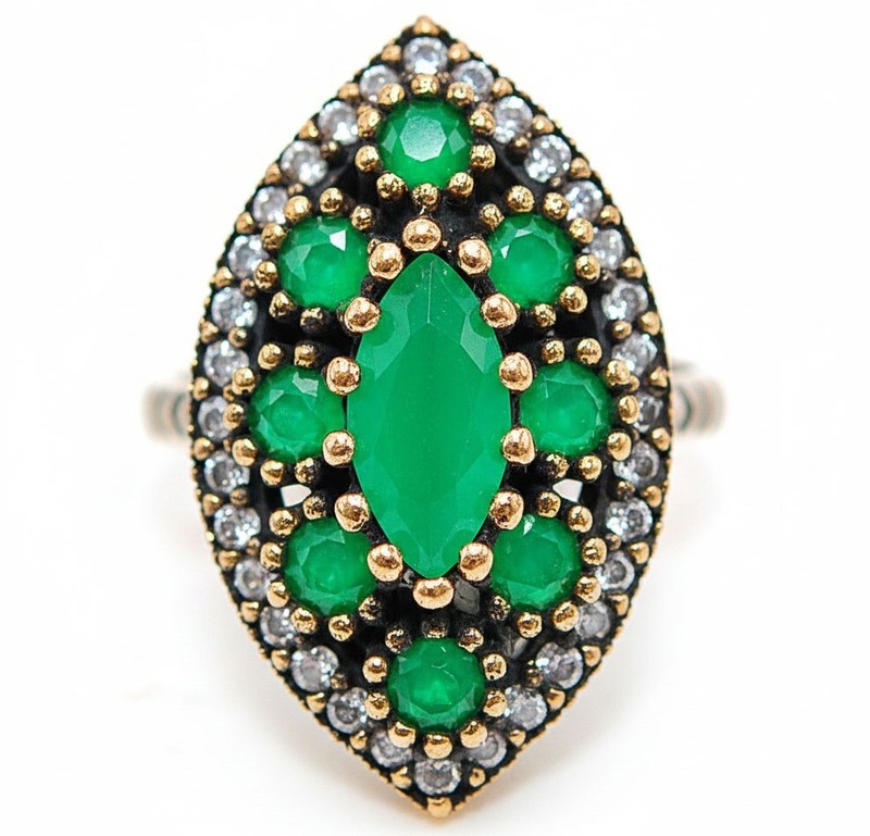 Ottoman 4CT Heat Treated Green Tourmaline 925 Sterling Silver Ring Sz 8 HB1-7