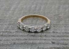 Vintage 9ct Gold Seven Stone 0.50ct Diamond Eternity Ring UK Size L 1/2