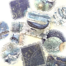 Celestial Arctic Lace Edge Square Paper Sheets Scrapbook Collage Junk Journal