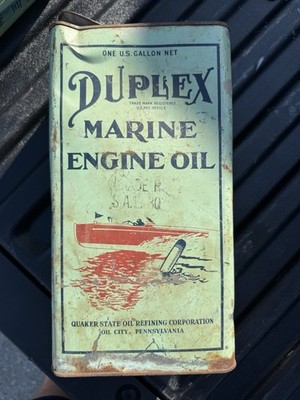 Vintage Duplex Outboard Motor Oil Can 1 Gal Marine Engine - Quaker State Penn