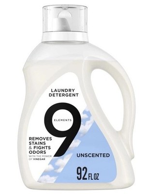 9 Elements Natural Liquid Laundry Detergent Vinegar Powered 92 Fl Oz Plant Based
