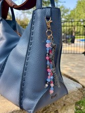 Handmade beaded keychain bag charm colorful