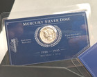 Set of 2 AU Mercury Silver Dime Collector Cards 90% Silver Random Date Coin — photo 3