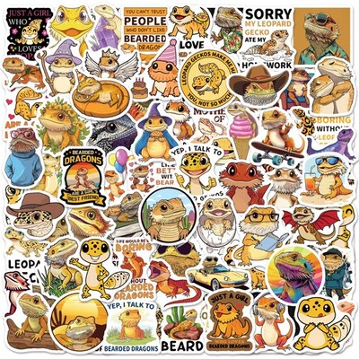 Yqskt 200PCS Bearded Dragon Stickers, Waterproof Lizard Vinyl Colorful