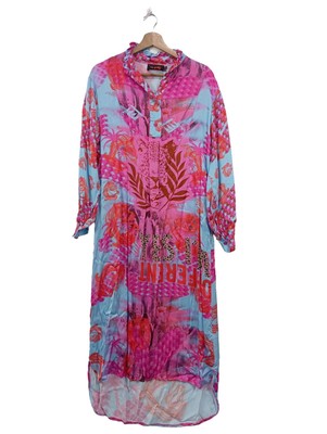 MISS GOODLIFE Langarmkleid Damen Kleid Gr. DE 36 pink-blau Casual-Look