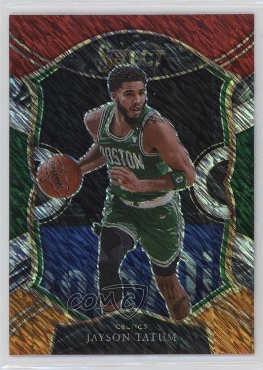 2020-21 Panini Select Concourse Red White Orange Shimmer Prizm Jayson Tatum 1pk2