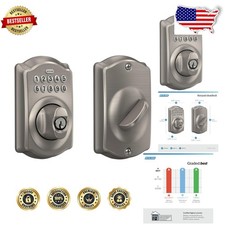 Keyless Front Door Lock - Camelot Electronic Deadbolt, Satin Nickel, Durable