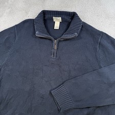 LL Bean Sweater Mens XL Navy 1/4 Zip Knit Cotton Pullover Casual Preppy 258291