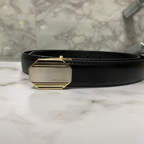 Authentique ceinture Christian Dior noire et argent gravée boucle pour 88 98 cm