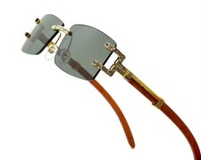 Mens Sunglasses Hip Hop Quavo Migos Rimless SQUARE Frame Clear Lens Gold Shades