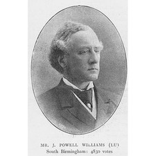 JOSEPH POWELL-WILLIAMS MP for Birmingham South - Antique Print 1895