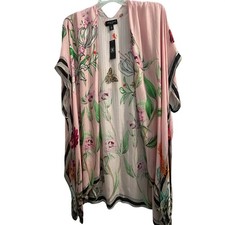 Marcus Adler New York Pink Floral Butterfly Kimono Wrap One Size 48