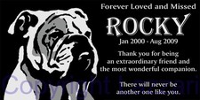 Personalized British English Bulldog Pet Memorial 12"x6" Granite Grave Marker