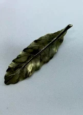 Vintage Gold Tone Shiny Leaf Brooch 3” Lightweight But Very Pretty