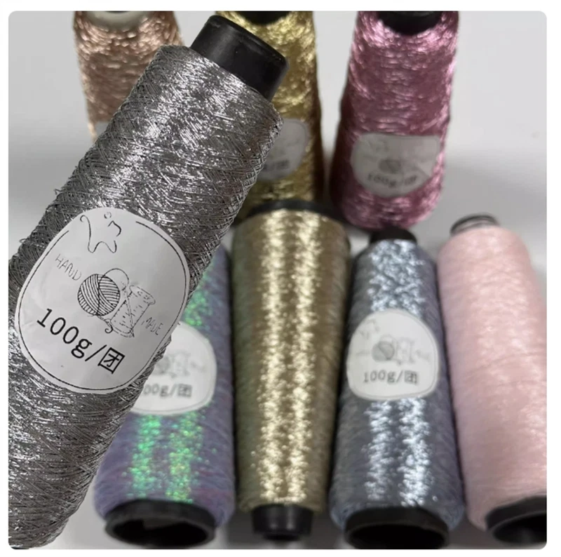 Sparkling Metallic Crochet Yarn 0.8mm Shiny Woven Wire Knit Thread Sewing 100g - Image 2 of 4
