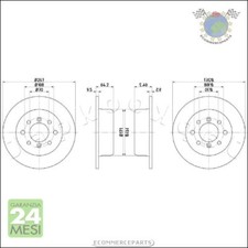 Kit 2x dischi freno Japko Posteriore per ALFA ROMEO 1750-2000 MONTREAL SPIDER G