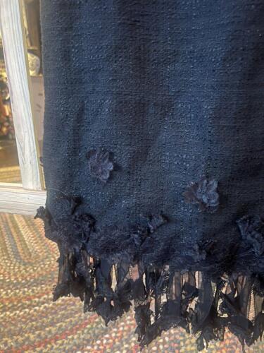 Albert Nipon Skirt Black W/ Lace Detail Fringed Front& @ The Top NWT 90’s Vtg - Picture 2 of 6