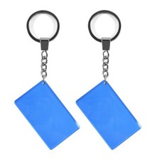 Solid Blue Flag Keychain Plain Blue Key Ring 2 Pack