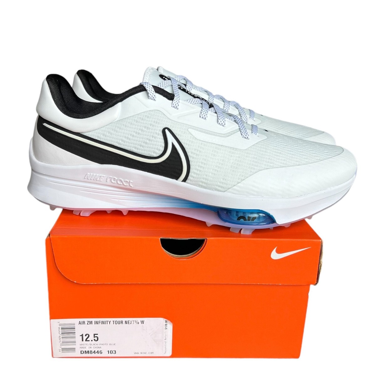 Nike Air Zm Infinity Tour NEXT Size 12.5 Golf Shoes White Nike Air Zm Infinity Tour NEXT Size 12.5 Golf Shoes White