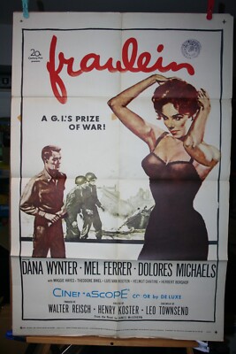 FRAULEIN Original 1958 Movie Poster  DIANA WYNTER  MEL FERRER  DOLORES MICHAELS