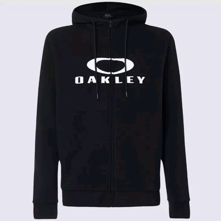 Oakley Bark FZ Hoodie 2.0 Full Zip Sweatshirt Jacket Black/White Men's Size 2XL