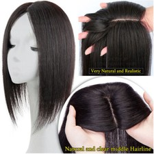 100 Real Remy Human Hair Topper Toupee Hairpiece Clip In Silk Base Top Piece US
