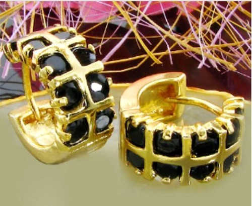 Boucles D'oreilles Vintage Plaqué Or Avec Saphir - Années 80, Dormeuses, Occasion