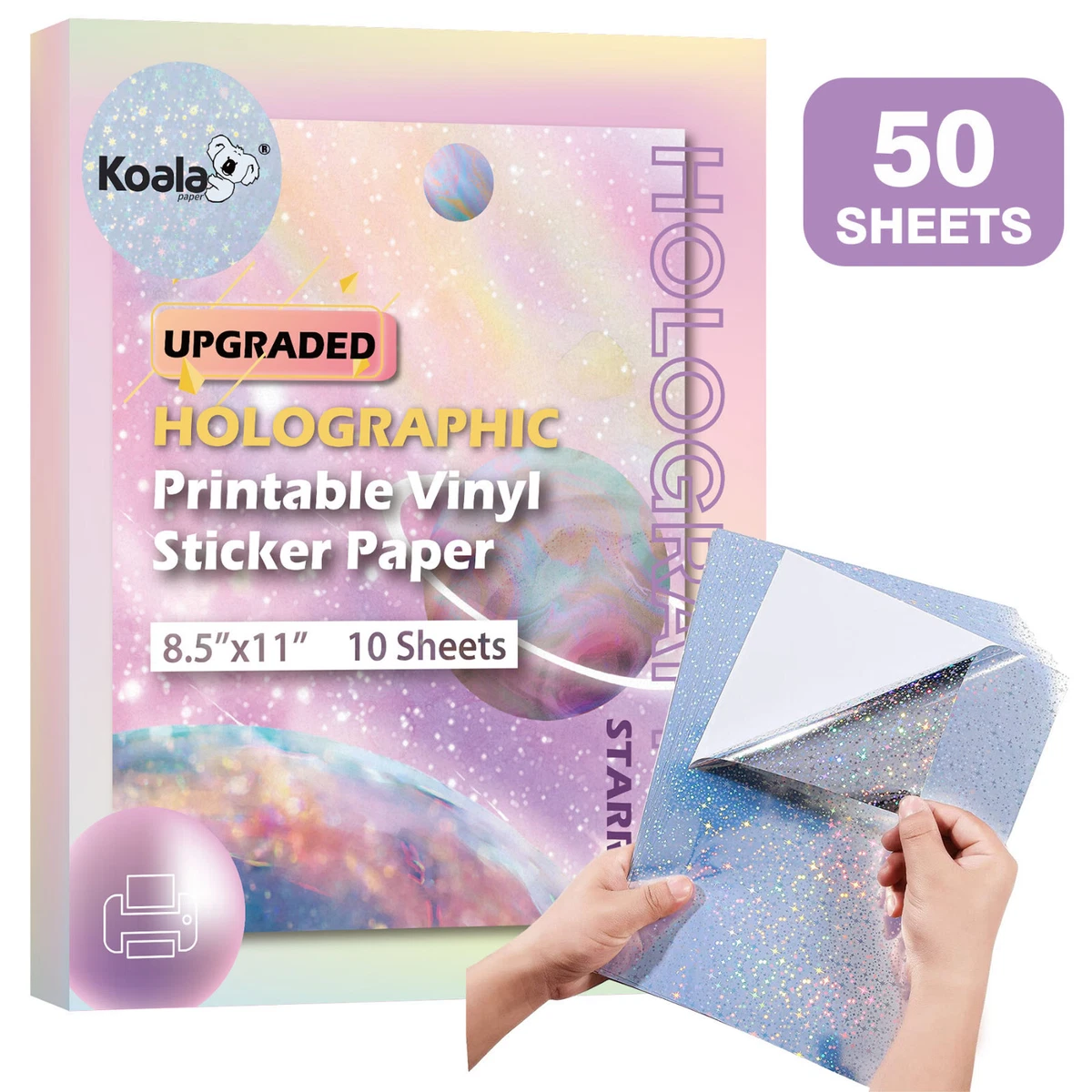 50 Pk UPGRADED Koala Holographic Printable Vinyl Sticker Paper Glossy  Waterproof | eBay