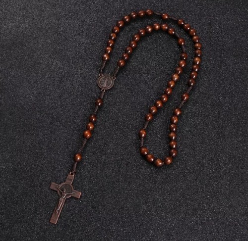 Christ Jesus Wooden Beads Rosary Cross 