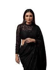 SD Women's Sequence Work Georgette Saree With Blouse Piece
