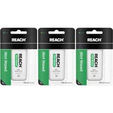 3 Pack Reach Mint Waxed Dental Floss - 200 yard Each